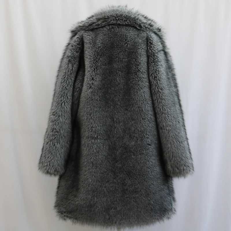 Mens fur coat mink long coat plus size winter thick and warm windbreaker W241213