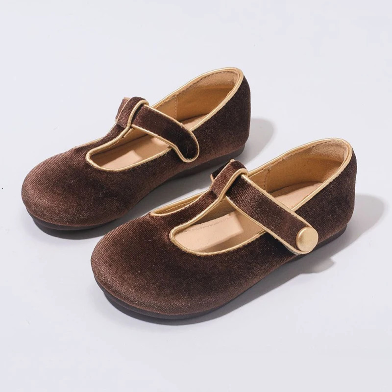 Kids Shoes Baby Girls Shoes Girls Mary Janes Vintage Velvet Casual Flats Children Footwear Toddler Infant First Step 4-12 Years 241213