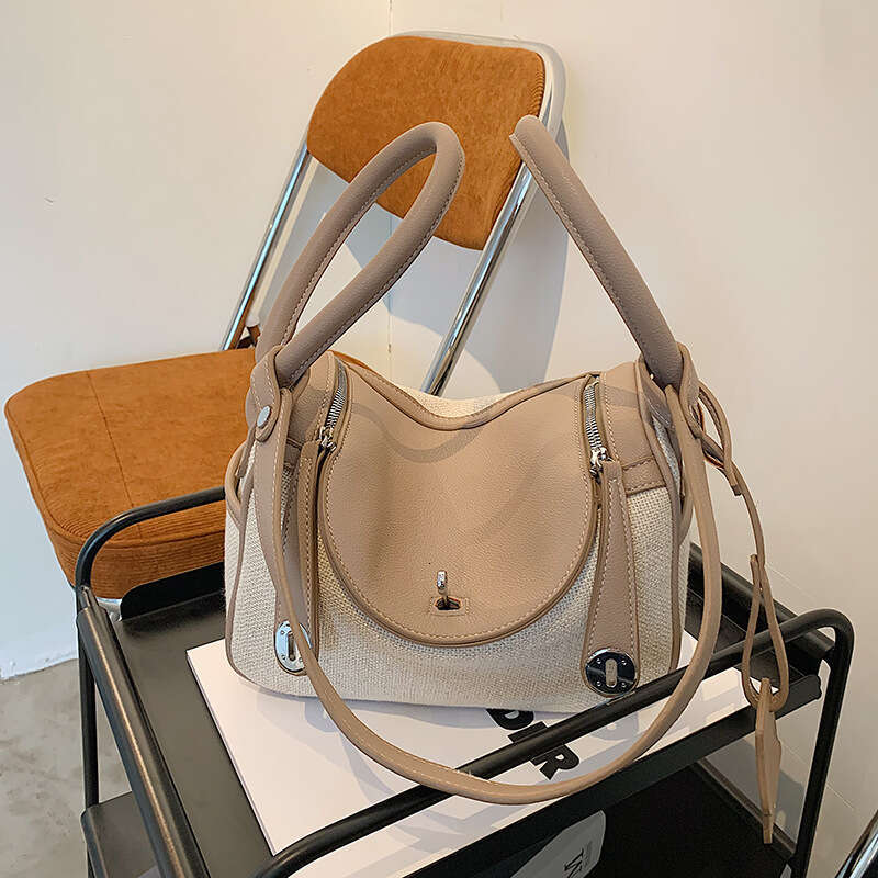 New Canvas Contrasting Color Hand-Held Pillow Bag With Niche Design, High-End Texture, Single Shoulder Crossbody Backpack