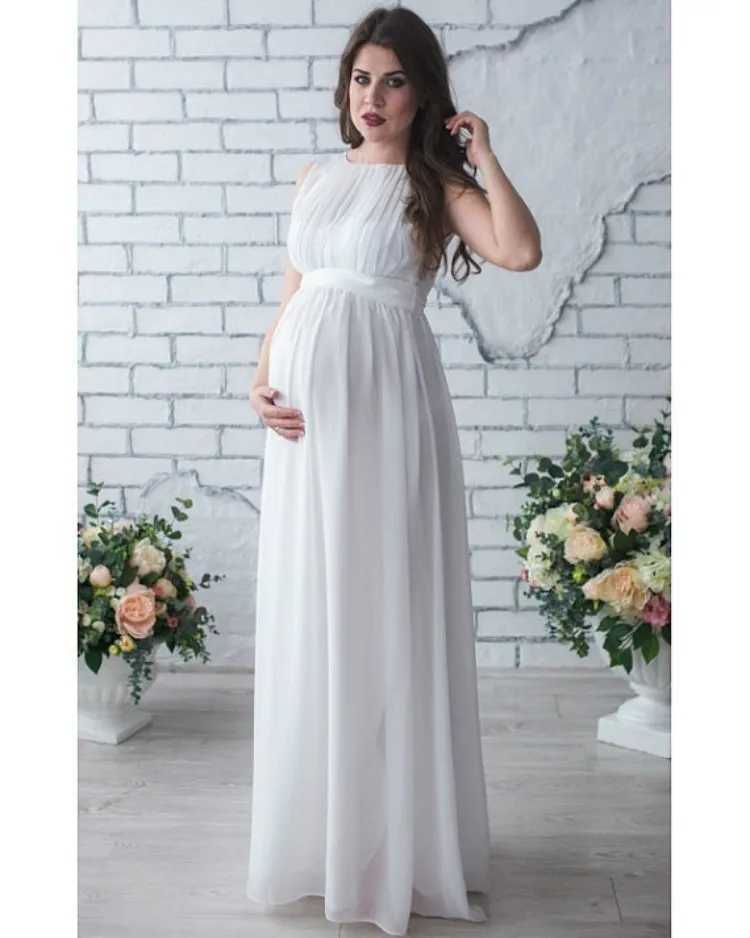 Chiffon Pregnant Long Dress Women Casual Long Sleeve Evening Par Long Maxi Maternal pregnancy dresses DS19XJ241213