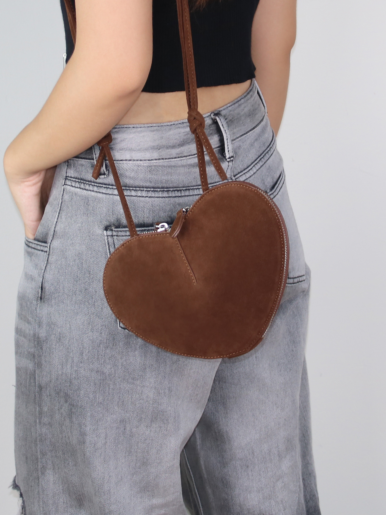 2024 New Niche Design Autumn High-End Suede Single Shoulder Crossbody Love Bag Creative Fashion Retro Women's Ba