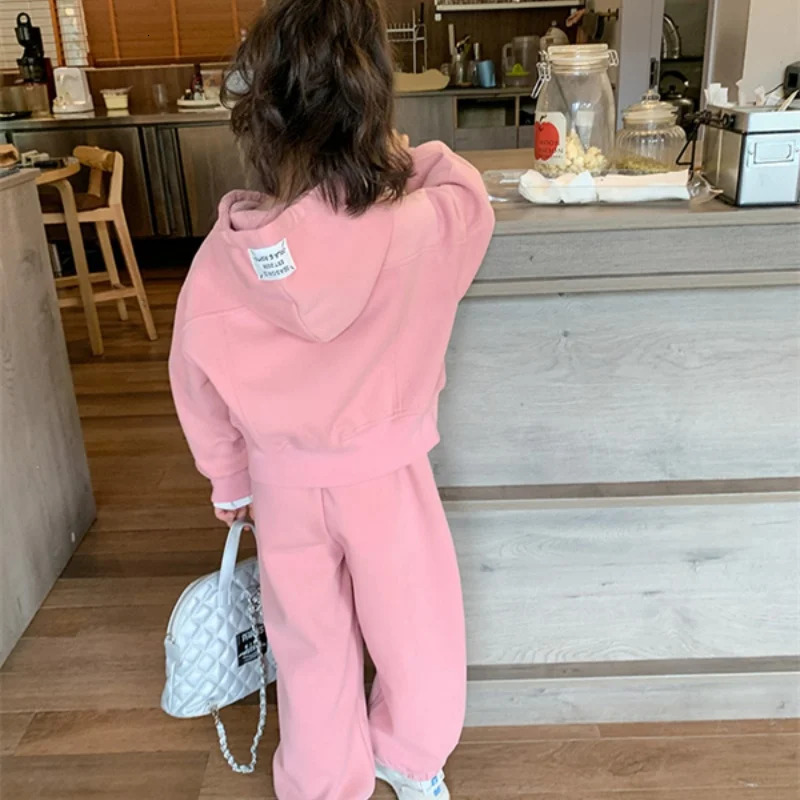 Girls Coat Pants Kids Suits 2PCSSet Cotton 2024 Fashion Spring Autumn Cotton Tracksuit School Suits Christmas Gift Children Cl 241213