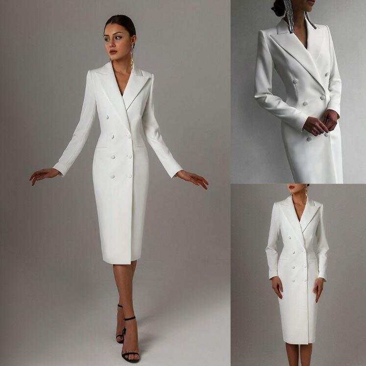 Elegant Mother Of The Bride Suits Double Breasted Peaked Lapel Long Blazer Ladies Outfits Business Prom Blazer One Piece Set Slim Fit Wedding Party Cu