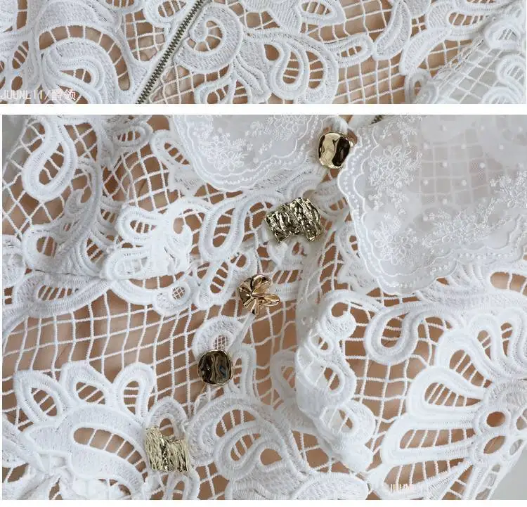 Casual Dresses Autumn Lace Embroidery White Cake Dresses Women Long Sleeve Crochet Hollow Out Party Prom Evening Wedding Dresses