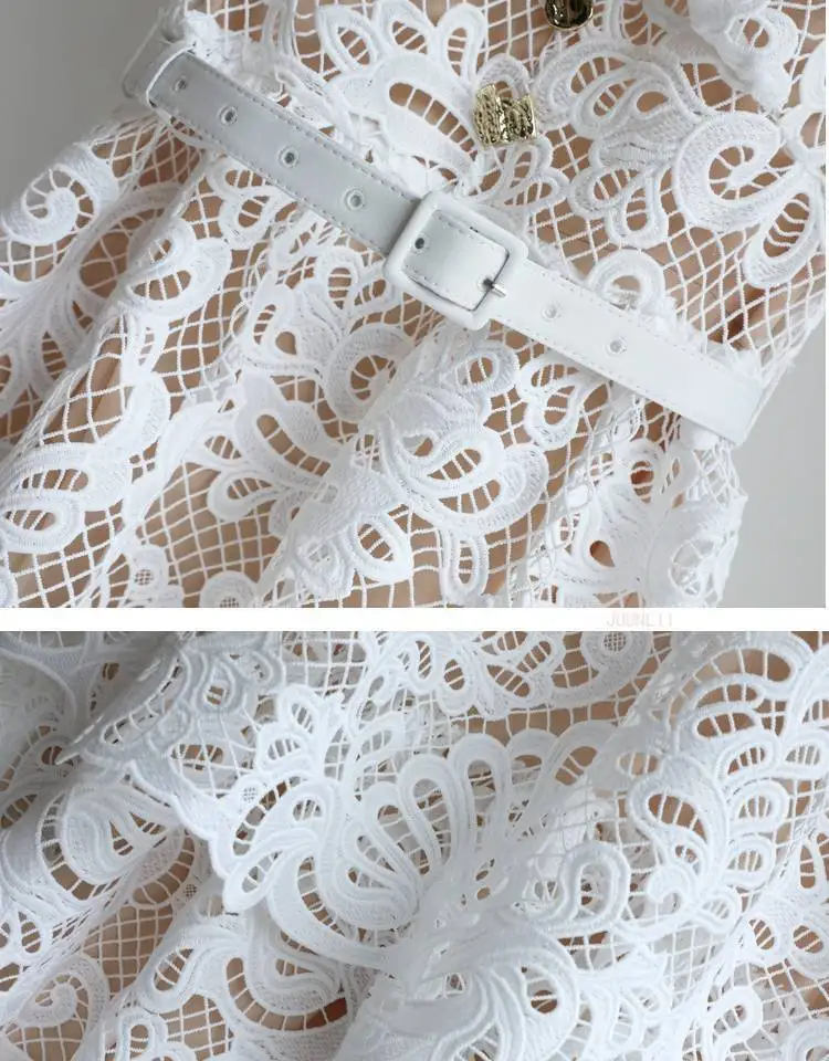 Casual Dresses Autumn Lace Embroidery White Cake Dresses Women Long Sleeve Crochet Hollow Out Party Prom Evening Wedding Dresses