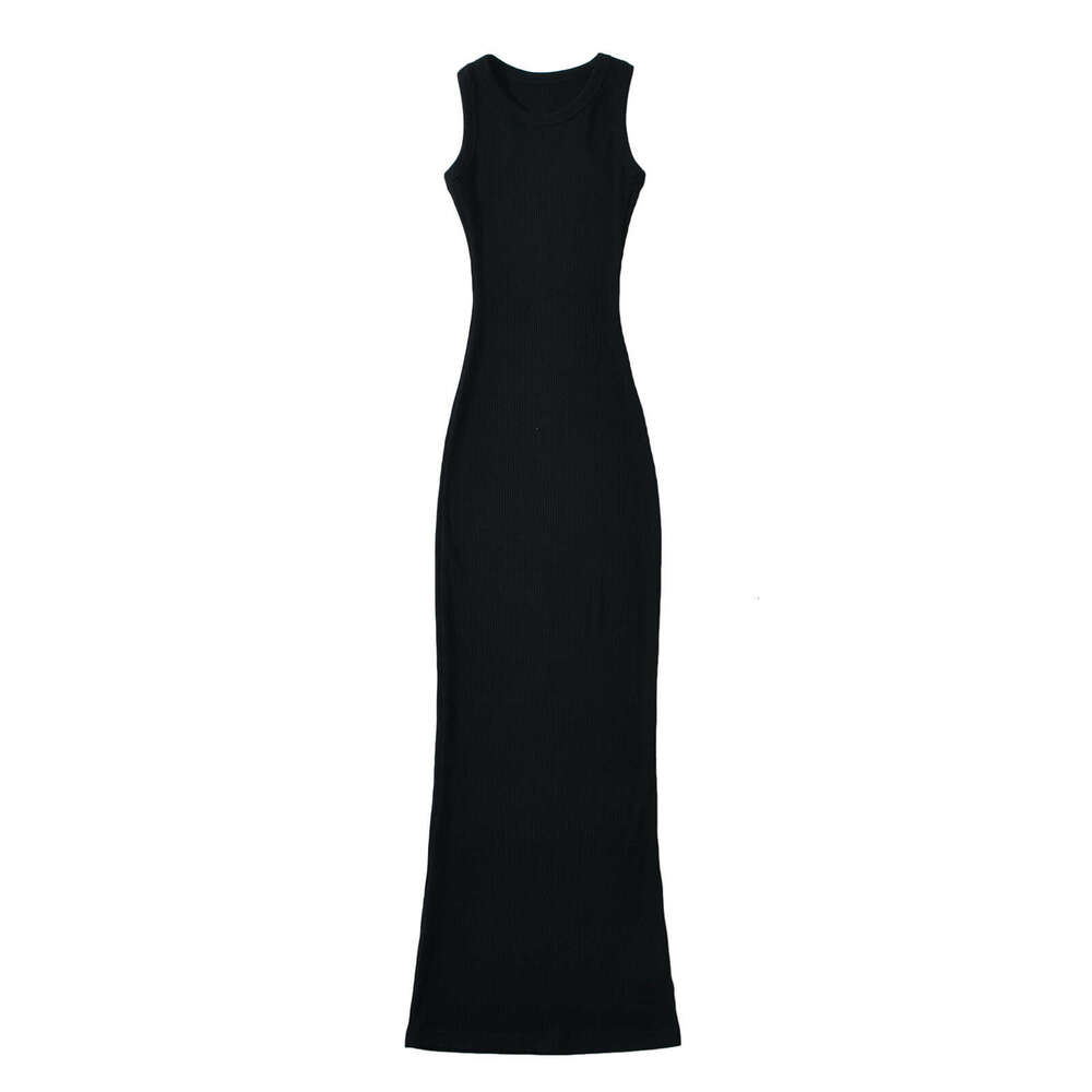 Spring American Retro Slim Knitted Fishtail Long Skirt Sexy Elastic Tight Sleeveless Dress 2024 Versatile New Trendy Clothing Ins