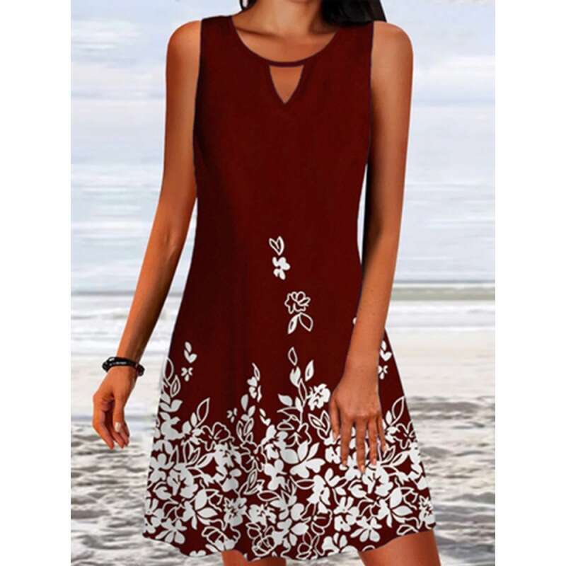 spring/summer hot items European and American loose printed long sleeved design sense ral sleeveless dress for women 2024 new casual versatile fashion