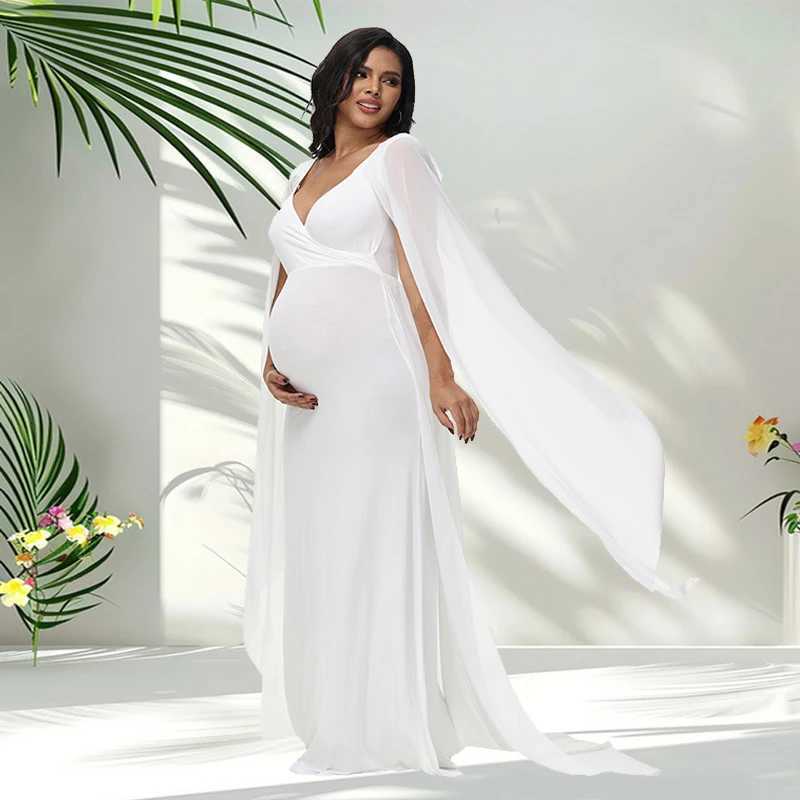 Materni Long Dress With Shl Trailing Womens Robe Floating Sleeves for Baby Shower Materni Photo ShootXJ241213