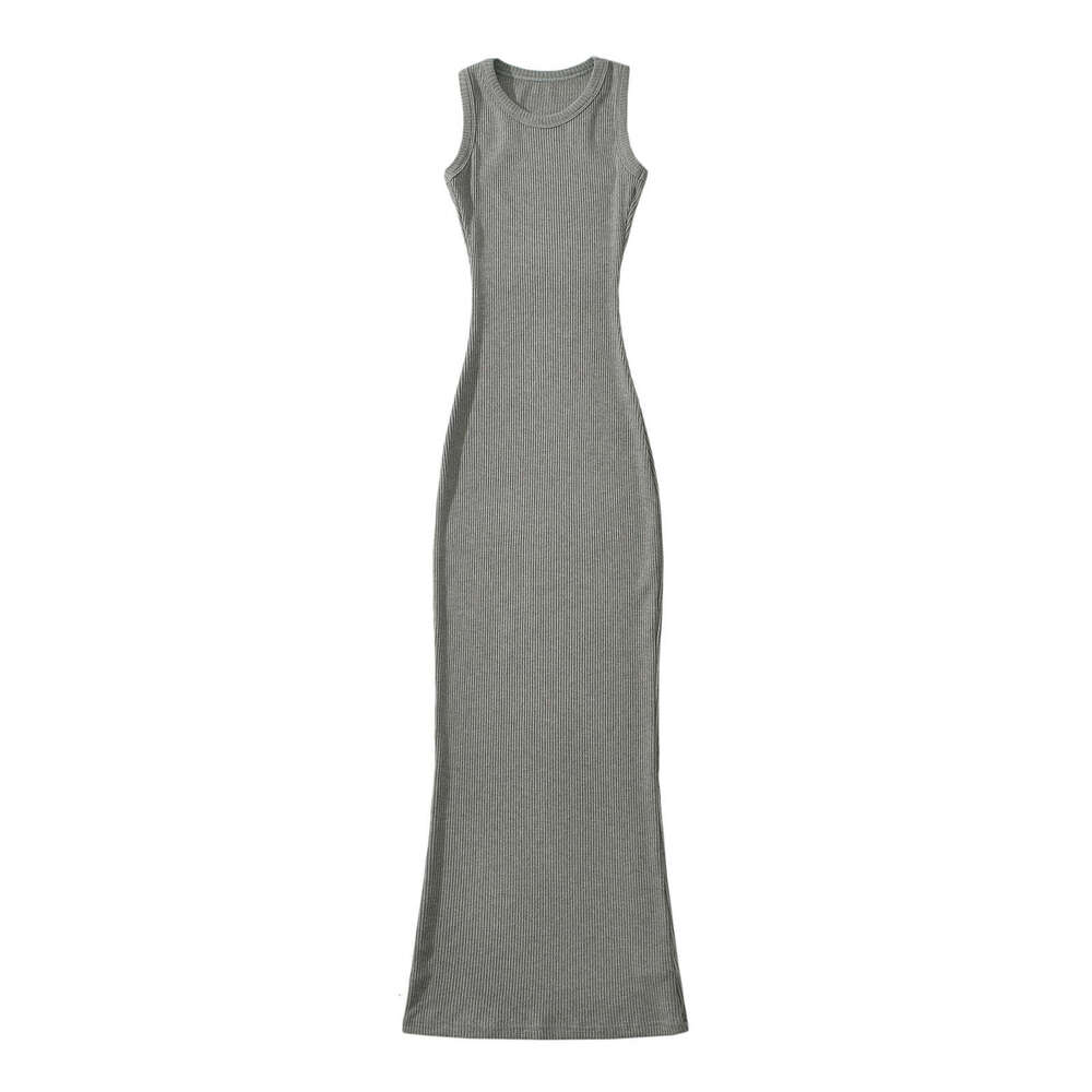 Spring American Retro Slim Knitted Fishtail Long Skirt Sexy Elastic Tight Sleeveless Dress 2024 Versatile New Trendy Clothing Ins