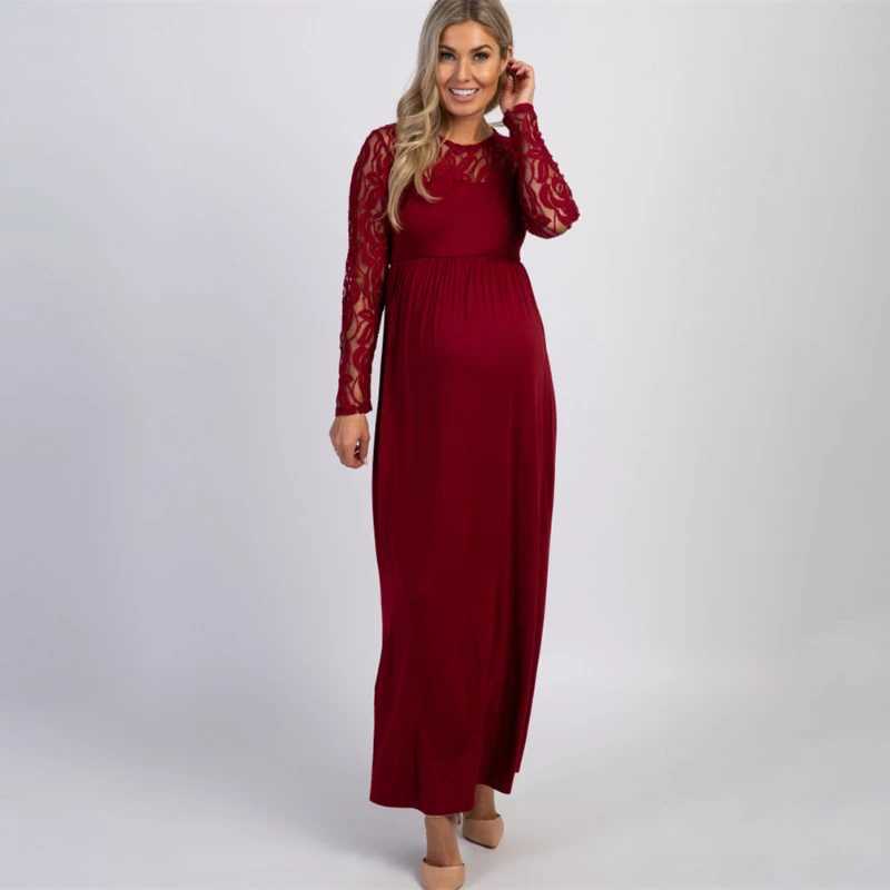 2022 Autumn Lace Pregnancy Dress Long Sleeve Materni Gown Nursing Dresses Clothes Plus Pregnant Woman Vestidos Baby ShowersXJ241213