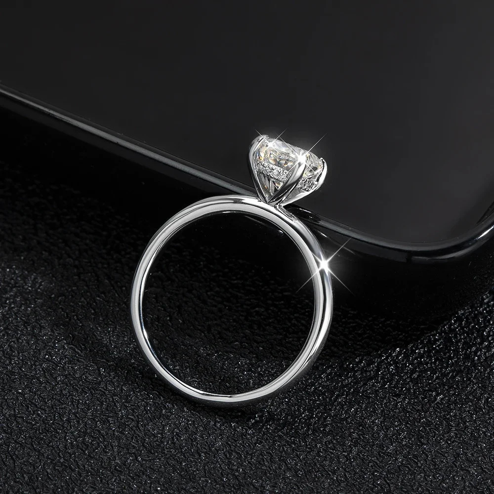 SHSTONE D VVS1 Oval Rings 4 Prong Setting Classic jewelry Women Engagement Wedding 925 Sliver Ring GRA Certificate 241214