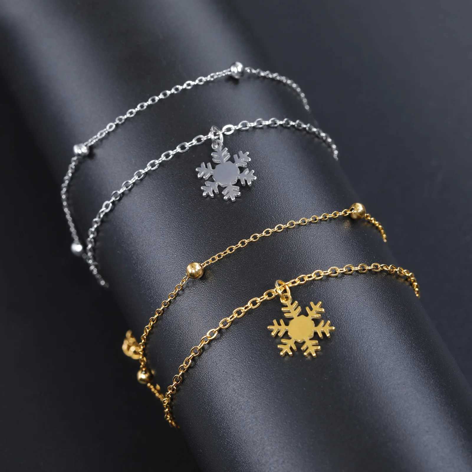 HIPEE Christmas Theme Double Layer Snowflake Pendant Bracelet For Women Men Merry Christmas Snowflake Bracelets Jewelry GiftXJ241214