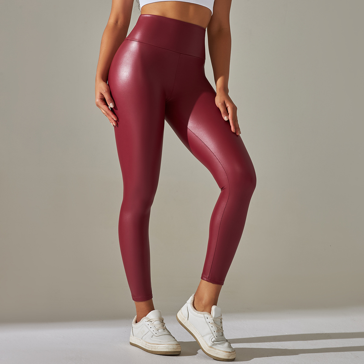 Basic Casual Outdoor Designer Red Leather Pants Oversized Women's Tight Pants High Waist Tight Sexy PU Leather Pants Women's Yoga Pants