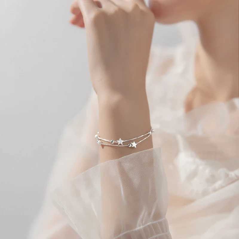 925 Sterling Silver Beautiful Stars Bracelets For Women Korean Fashion Designer Adjustable Bead Bracelet Luxury Original JewelryXJ241214