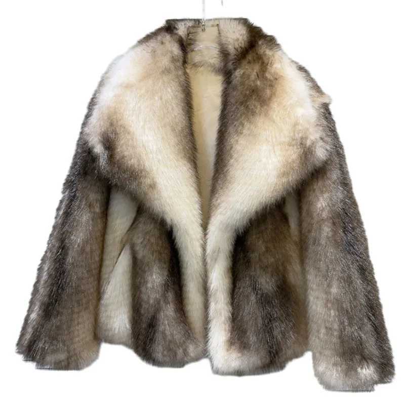 DEAT 2024 Winter New Project Fashion Womens Faux Fur Coat Loose High Quality Solid Color Warm Jacket Womens Trend 29L8781 X241214