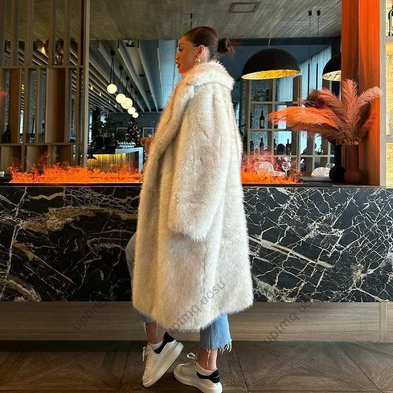 Luxury Fashion Brand Long Faux Fur Coat Women Winter Season Cozy Warm Outfits Fuzzy ic Vibe Parka Outwear vintage Jackets X241214