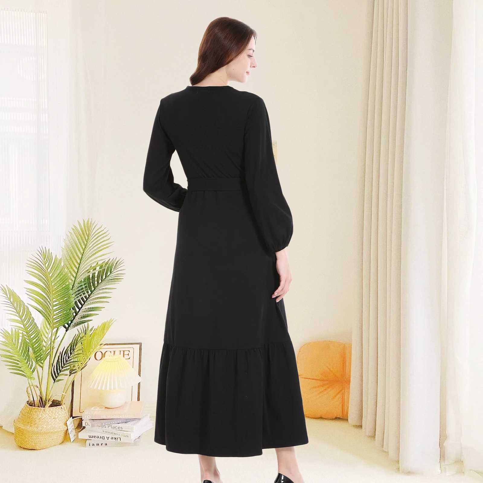 Solid Materni Dress Breastfeeding Dresses Nursing Clothes Casual Spring Autumn Pleated Long Dress For Pregnant Women Plus SizeXJ241213