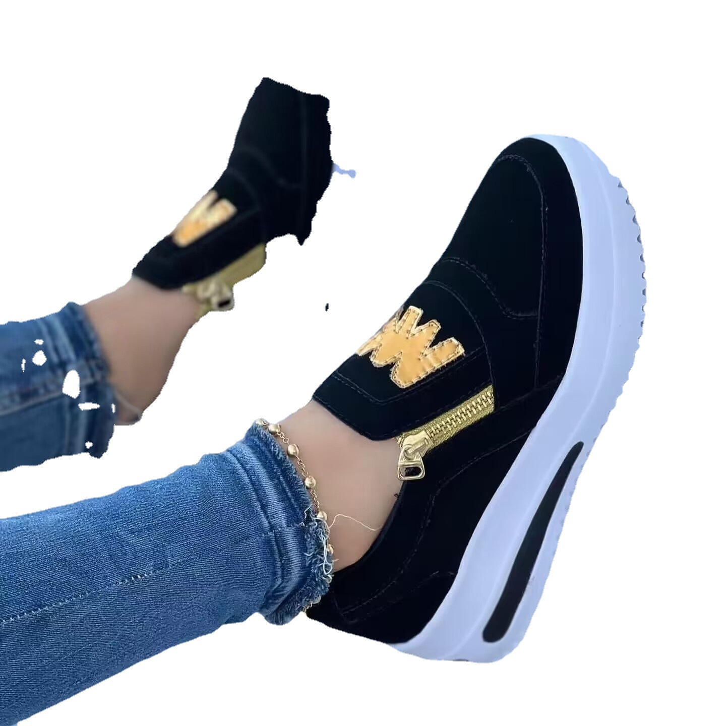 2025 free shipping shoes desihgner shoes for womens casual shoes white blue red black European and American Zipper Women's Sports Single Shoes