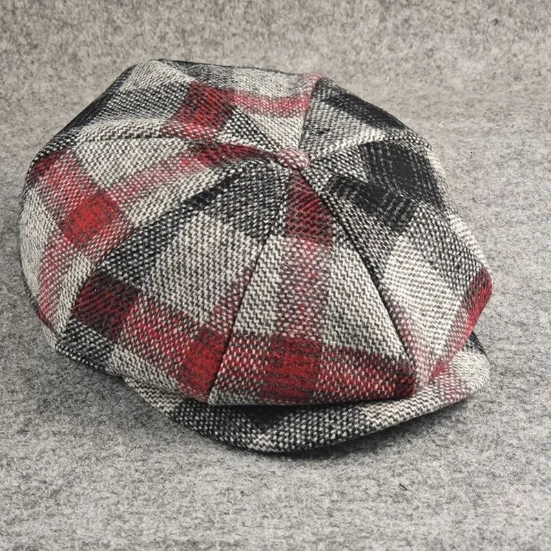 2024 Large Wool Beret Mens Octagonal Hat Womens Spring and Autumn Winter Dad Felt Ivy s M L XL 241210