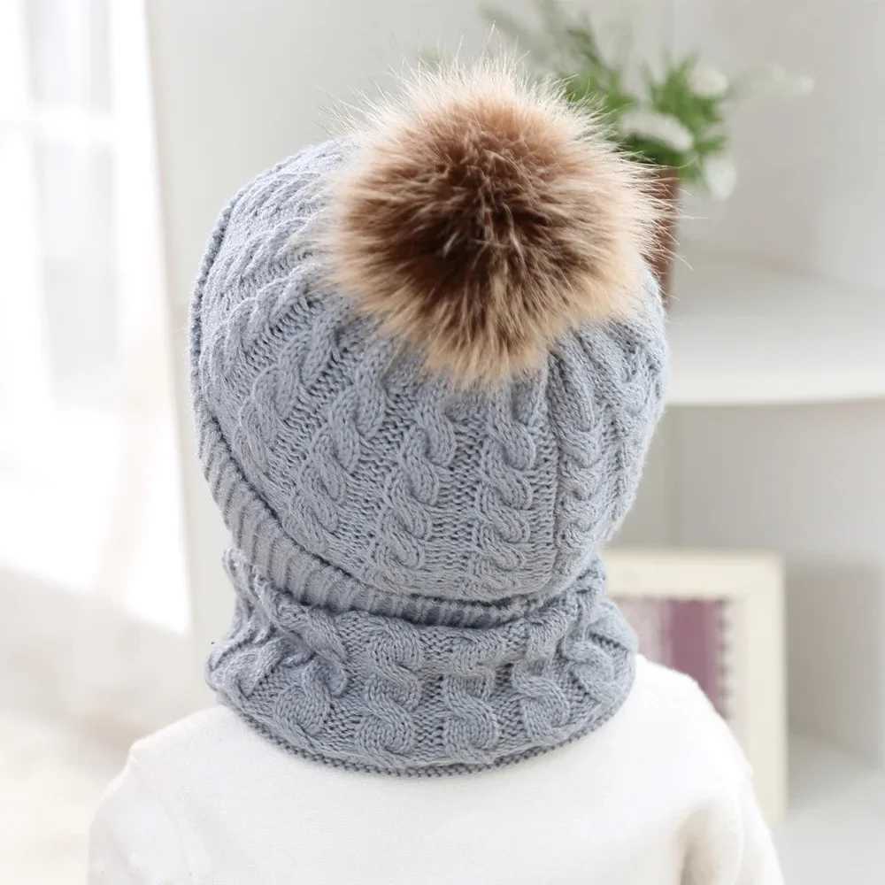2/3 wool warm childrens hat scarf autumn and winter childrens hat set baby hat warm hat gloves 2 pieces/set W241213