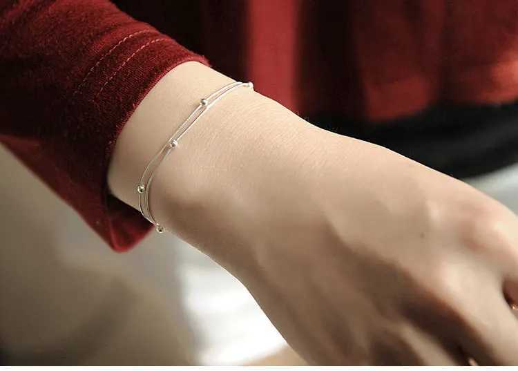 New Fashion Jewelry Beautiful 925 Sterling Silver Bracelets Red Heart Simple Personality Sweet BraceletsXJ241214