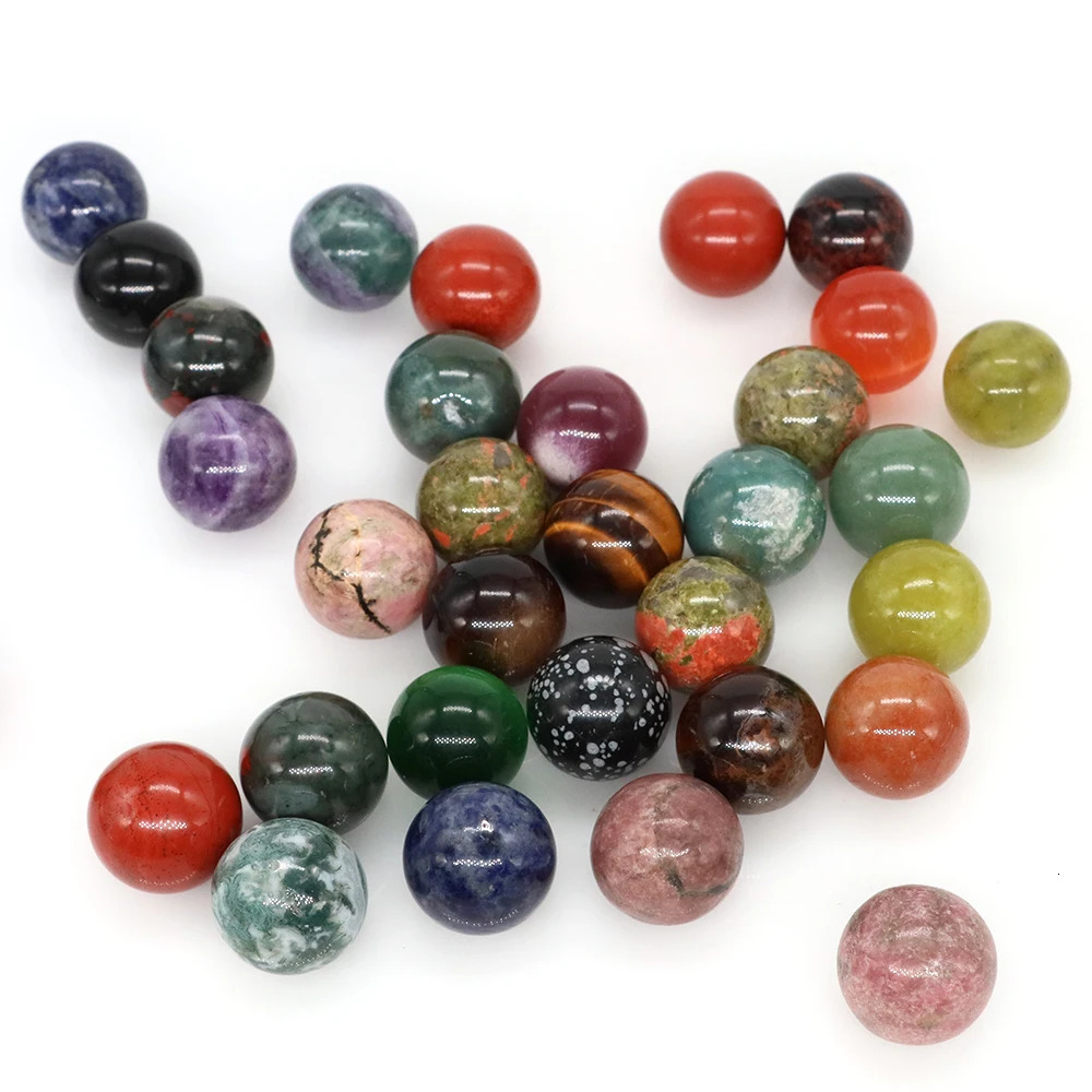 20mm natural stone round ball rose quartz non porous crystal beads DIY gemstone necklace bracelet making jewelry wholesale 241212