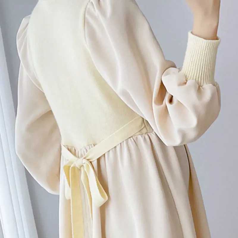 Materni Dresses Autumn Winter Clothes For Pregnant Women Fashion Embroidery Stitching Breastfeeding Dress Pregnancy VestidosXJ241213