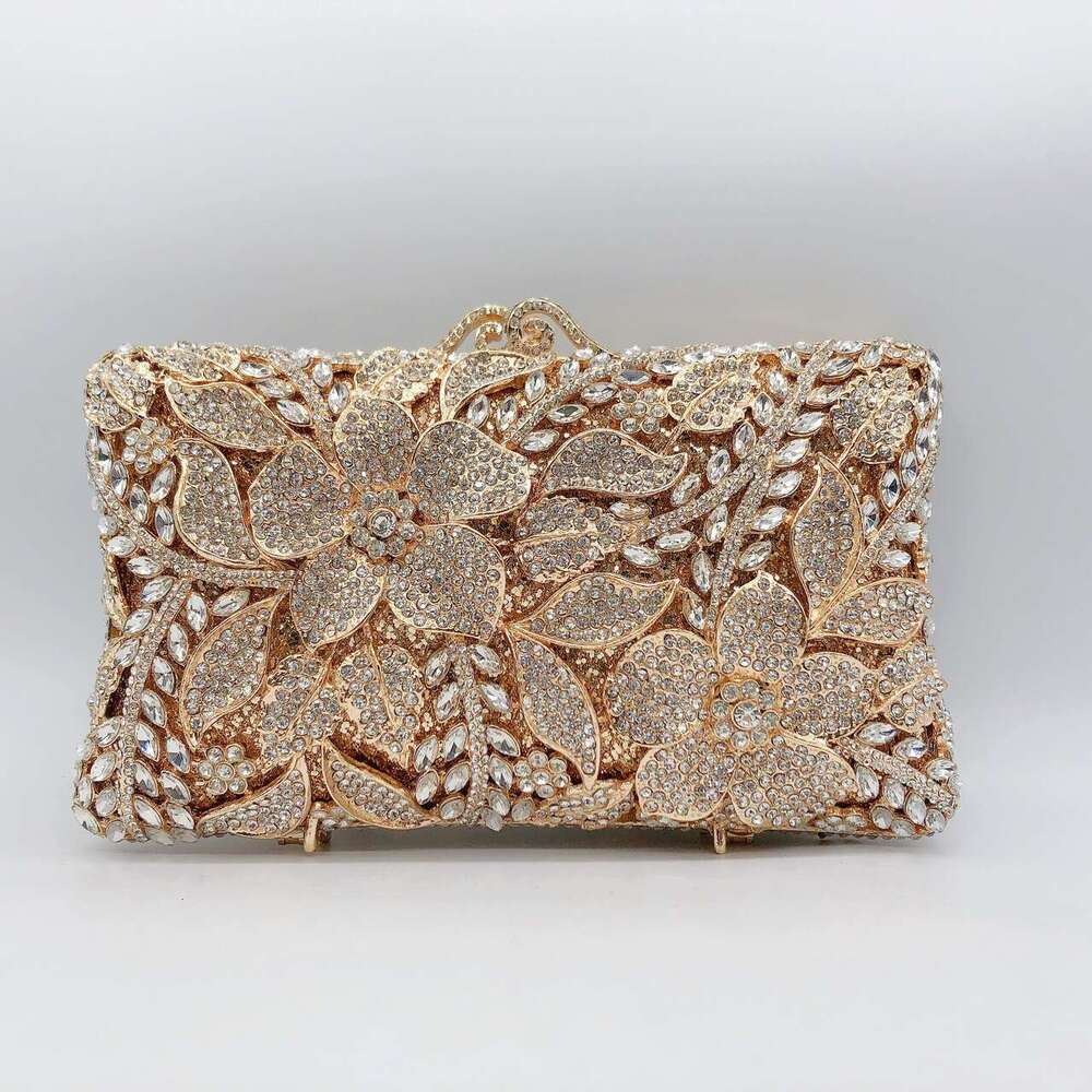 Women XIYUAN Evening Gold/Sier Shoulder Bags Stones Day Clutches Dias Metal Ladies Clutch Handbags