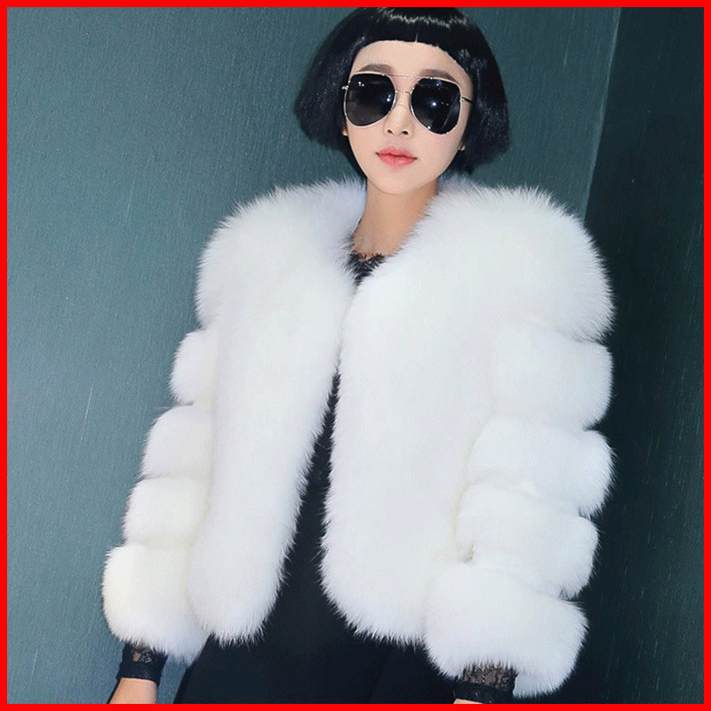 Imitation fox fur coat womens plus size long plush thick long sleeved top purple round neck short womens clothing 241015