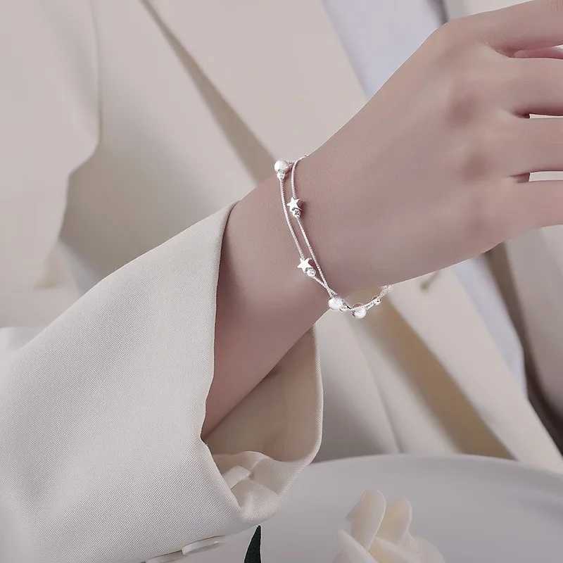 Luxury 925 Sterling Silver Star Beaded Bracelets For Women Original Designer Double Layered Adjustable Bracelet Party JewelryXJ241214