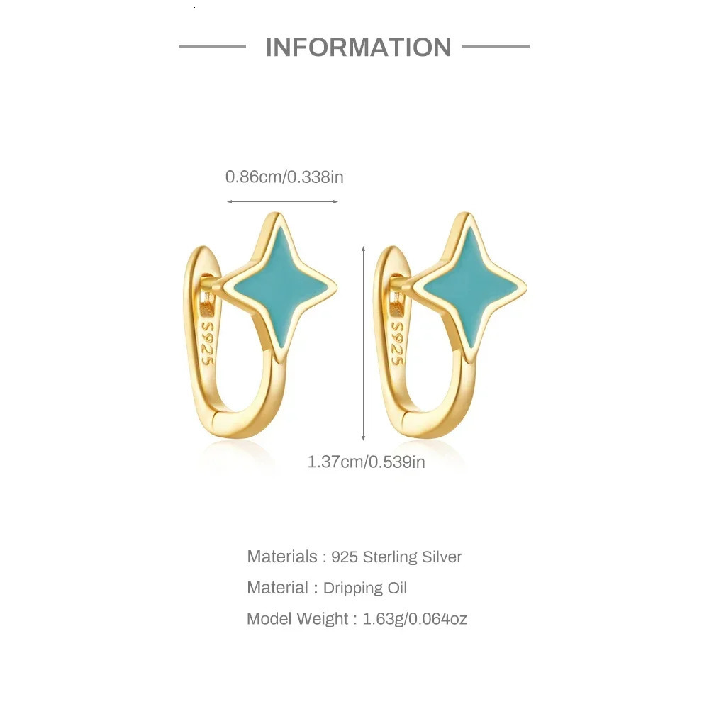 VAL 925 Sterling Silver Oil Dripping Star Stud Earring for Women Fashion Ear Buckles Earrings Students Birthday Party Jewelry 241214