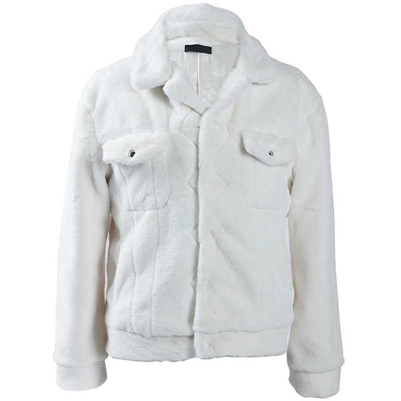 Mauroicardi Winter White Short Soft Warm Faux Fur Coat Long Sleeve Plus Size Designer Men Streetwear Clothing Fluffy Jacket 202 W241213
