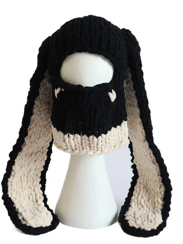 Beanie long ear hat knitted hat cute animal ear hat suitable for women winter warm hat warm hat 241205