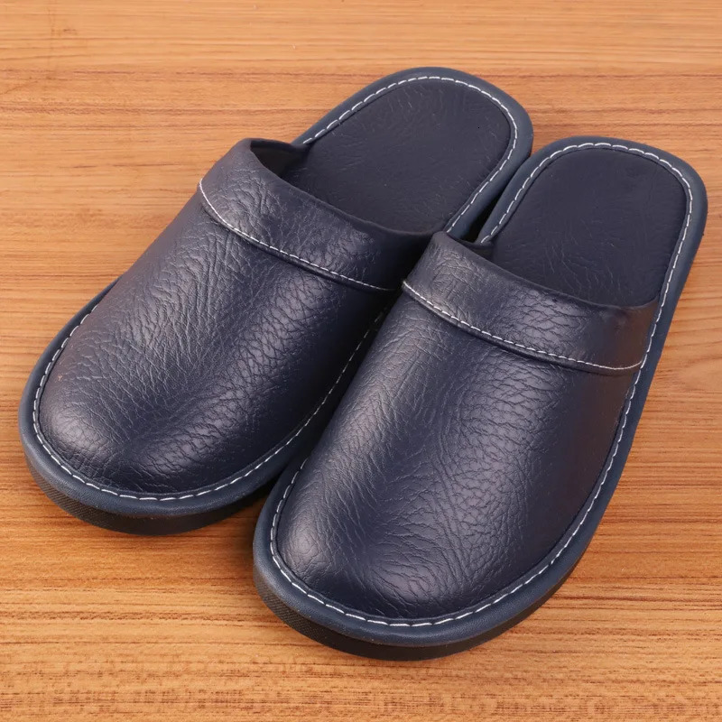 Plus Size 47 48 Mens Autumn Home Shoes Unisex Leather Slippers Comfort Indoor Men Flat 241214
