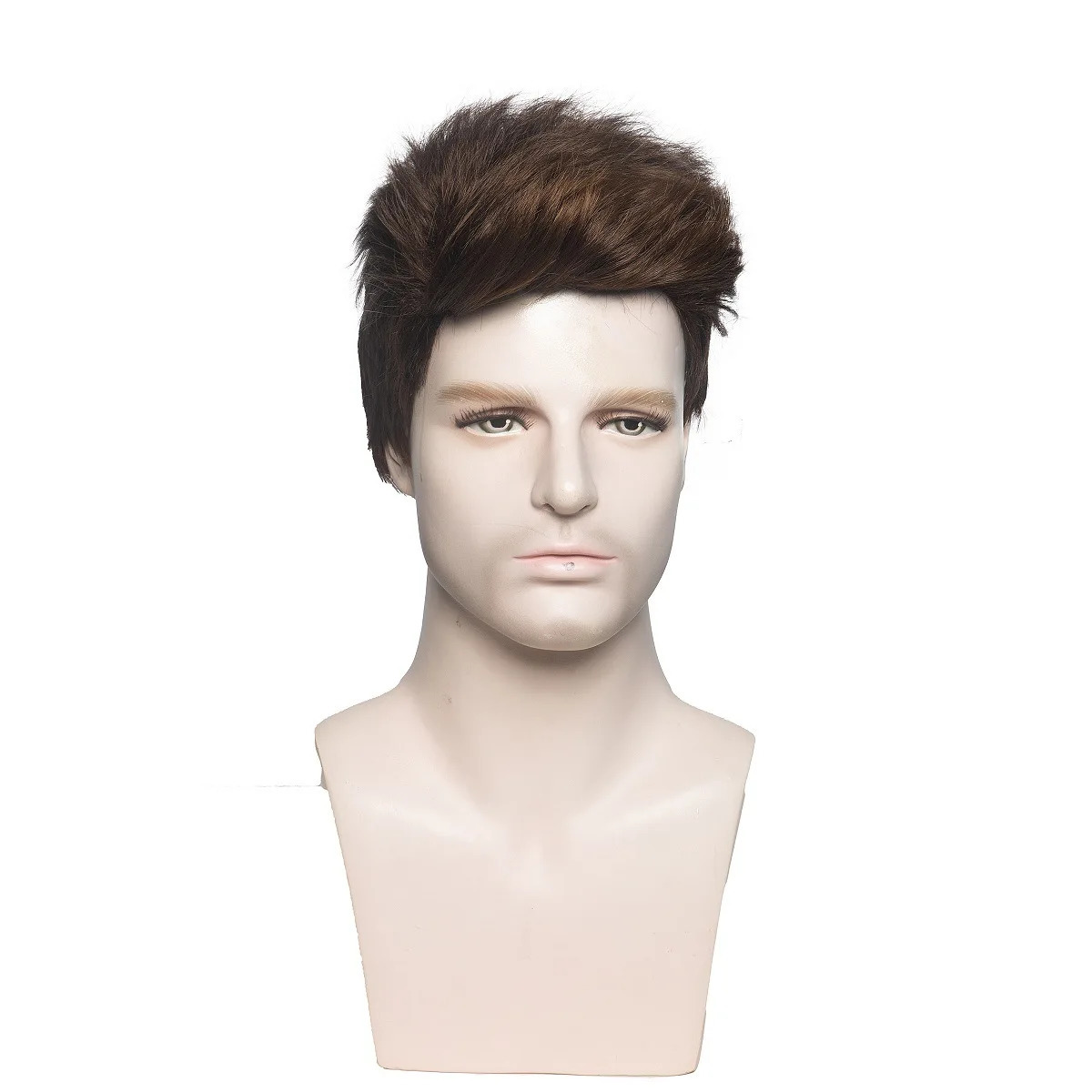 HANEROU Short Men Wig Pixie Cut Natural Straight Ombre Brown Wig Heat Resistant Fiber for Daily Cosplay Part 241213