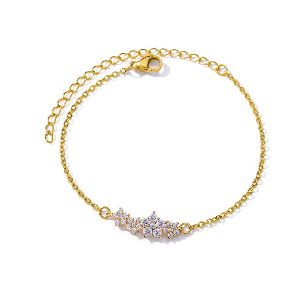 Crystal Zircon Star Bracelets For Women Fashion Gold Plated Stainl Steel Star Bracelet Party Wedding Aesthetic Jewelry GiftXJ241214