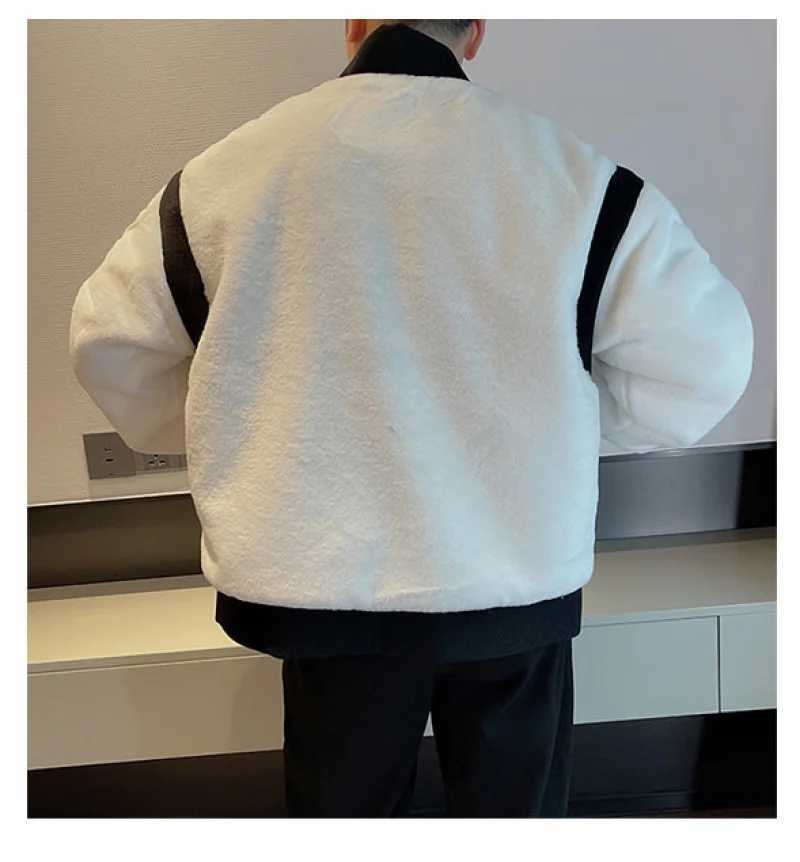 Autumn and winter mens imitation mink fur thick coat mens patchwork contrasting colors mens fur coat Jaqueta De Couro Masculina W241213
