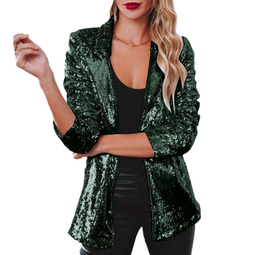 European And American Casual Sequin Top With Multi Colored Sequins Long Sleeved Temperament Suit Jacket Ins