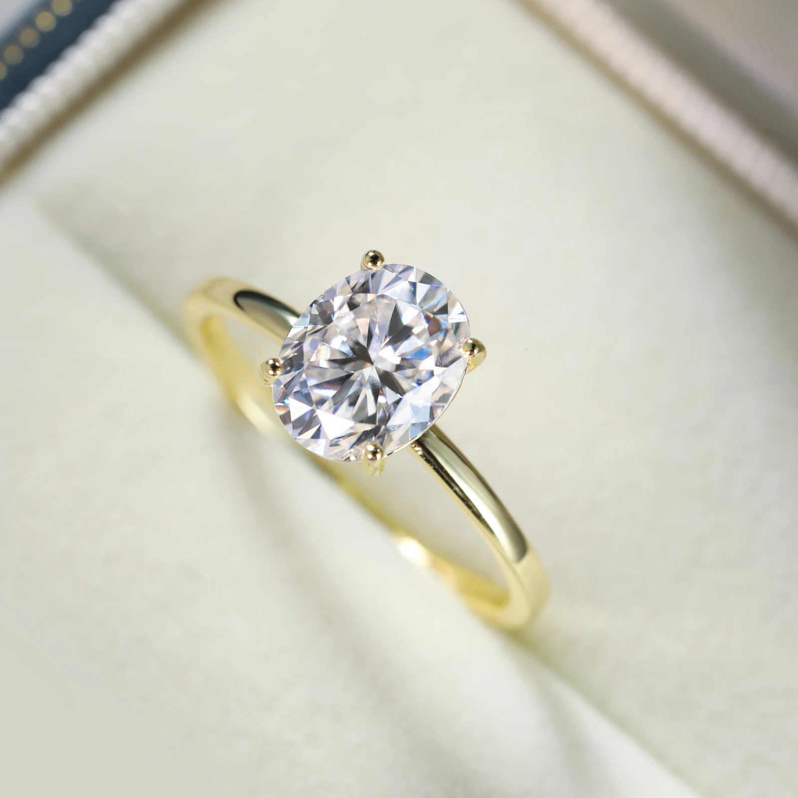 Simple 1ct 2ct 3ct Ring 925 Sterling Silver Ring For Women Oval Cut Solitaire Gold Plated Jewelry with Certificates 241214