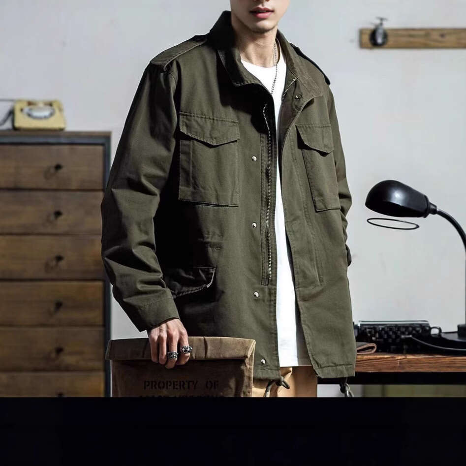 American Heavy Industry Retro Workwear Men's Long Sleeved Loose Jacket