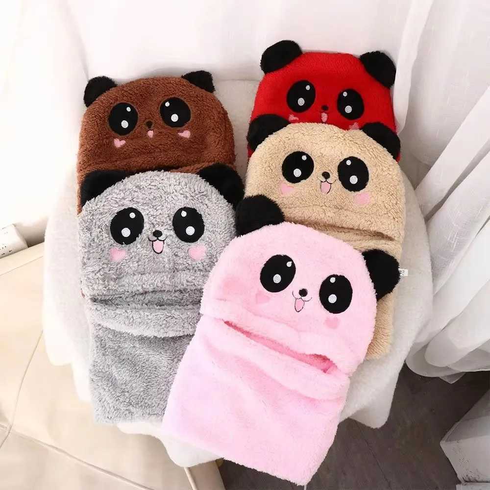 Winter Warm Wool Hat Childrens Scarf Set Cute Panda Hat Windproof Beanies Girls and Boys Christmas Gift W241213