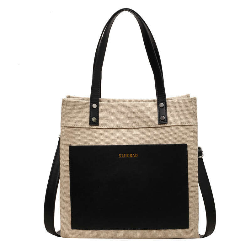 Large Capacity Women's Winter New Fashion Canvas Contrasting Crossbody Bag, Commuting Casual Tote Bag