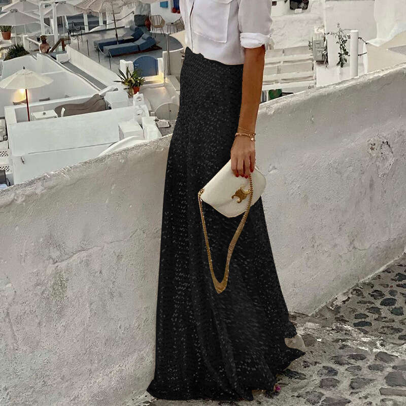 Spring Autumn Cross Border European And American Women's Clothing Long Half Sequined Skirt