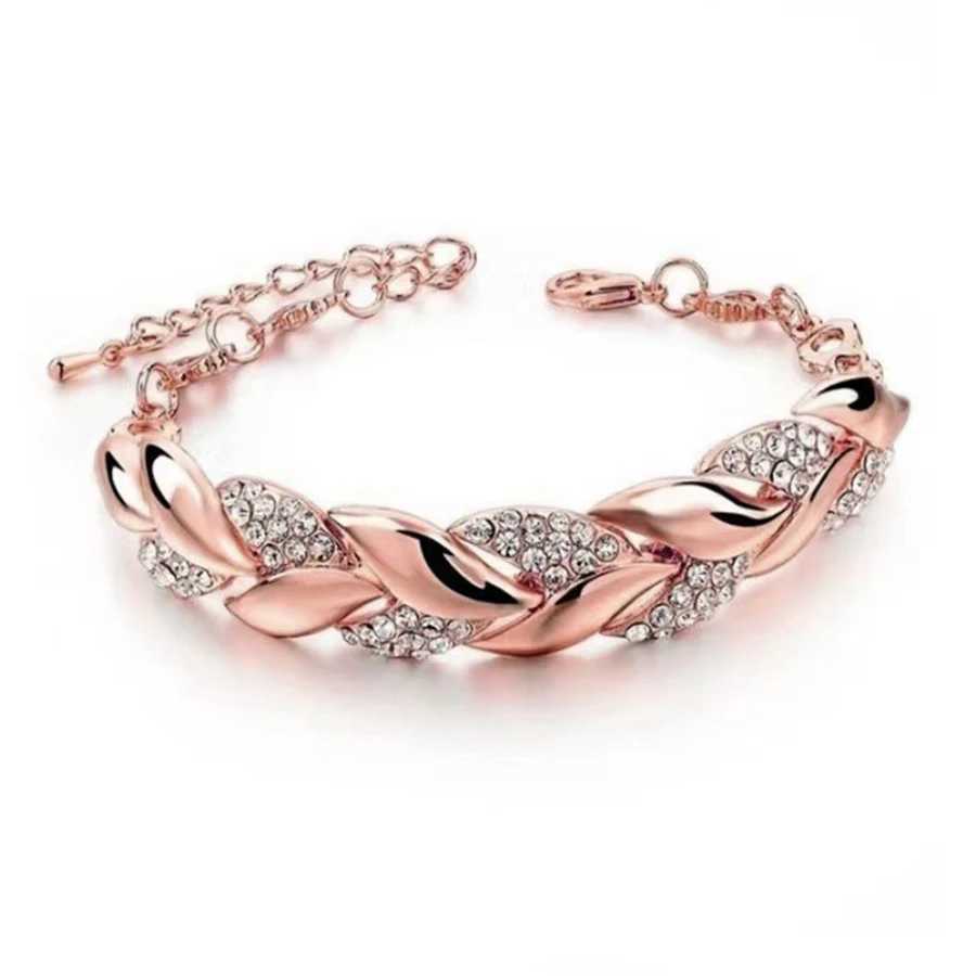 Luxury Braided Bracelet Charm Crystal Wedding Bracelets For Women Anniversary Valentines Day Gifts Aesthetic JewelryXJ241214