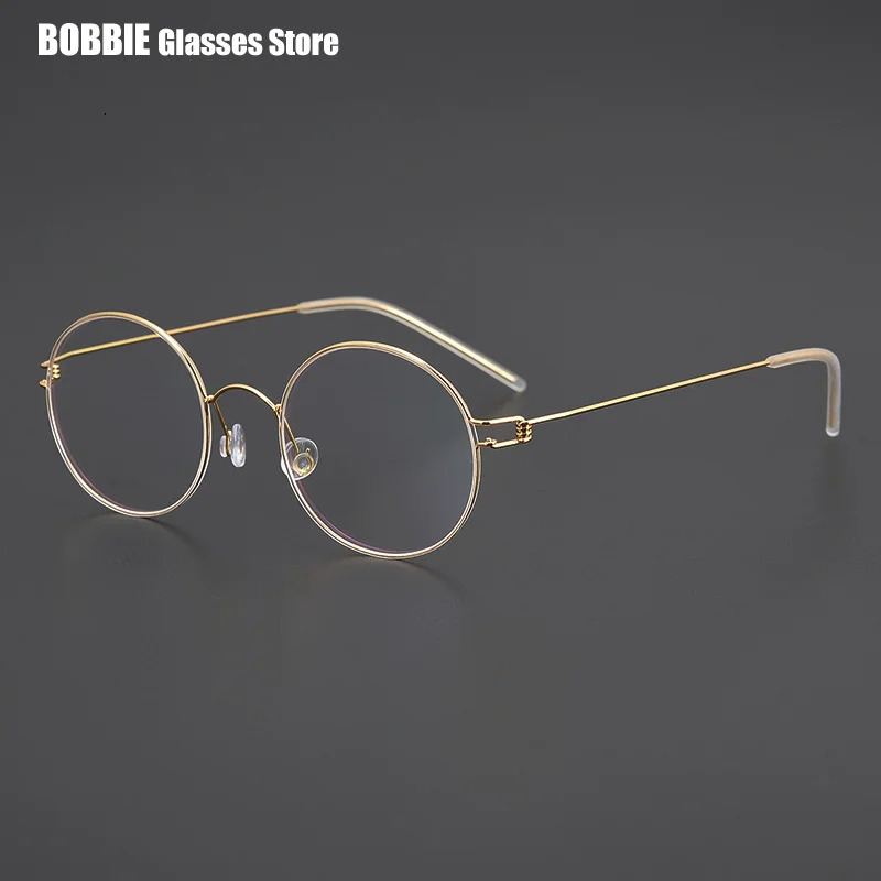 Denmark n Small Round Glasses Frame Screwless Ultra Light 4g Air Pure Eyeglasses Men Retro Rim Eyewear Korea Style 241213
