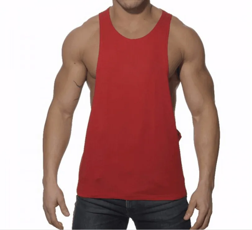 Strong Men Gym Sports Running Top Mens Tank Tops Summer Breathable Pure Color Cotton T-shirts