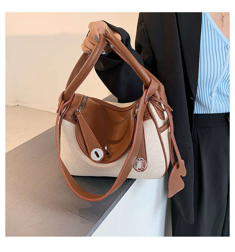 New Canvas Contrasting Color Hand-Held Pillow Bag With Niche Design, High-End Texture, Single Shoulder Crossbody Backpack