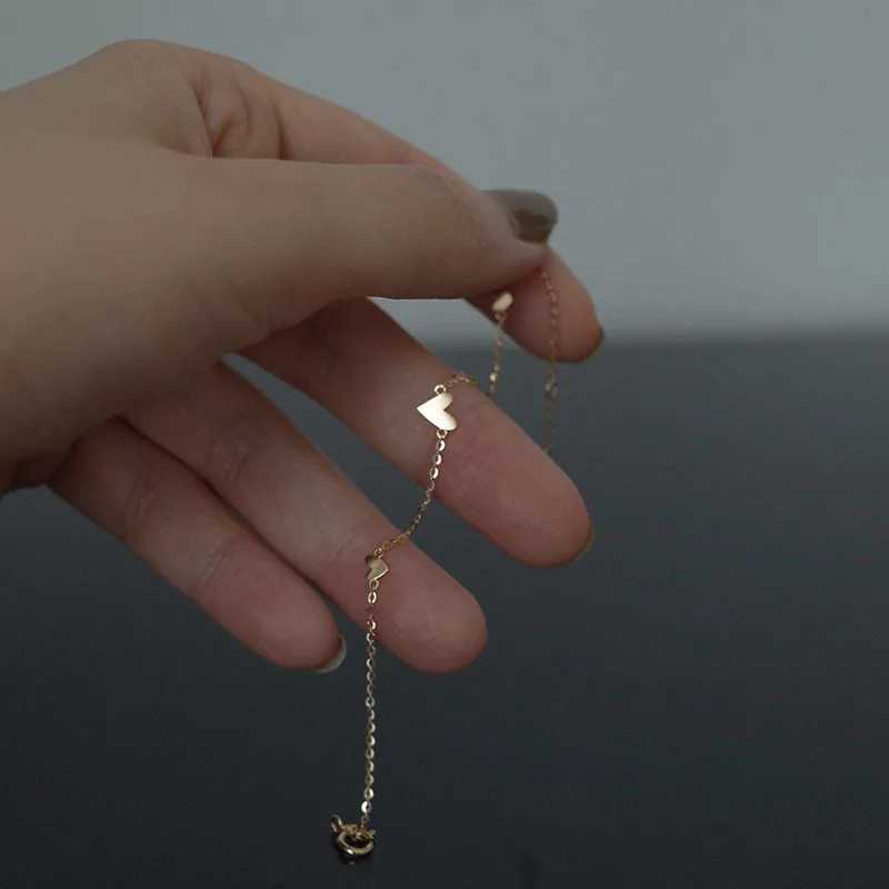 Minimalist Stylish Tiny Hearts Cute Stacked Bracelet Stainl Steel Gold Plated Chain Ladies Women Student Fashion Jewelry GiftXJ241214