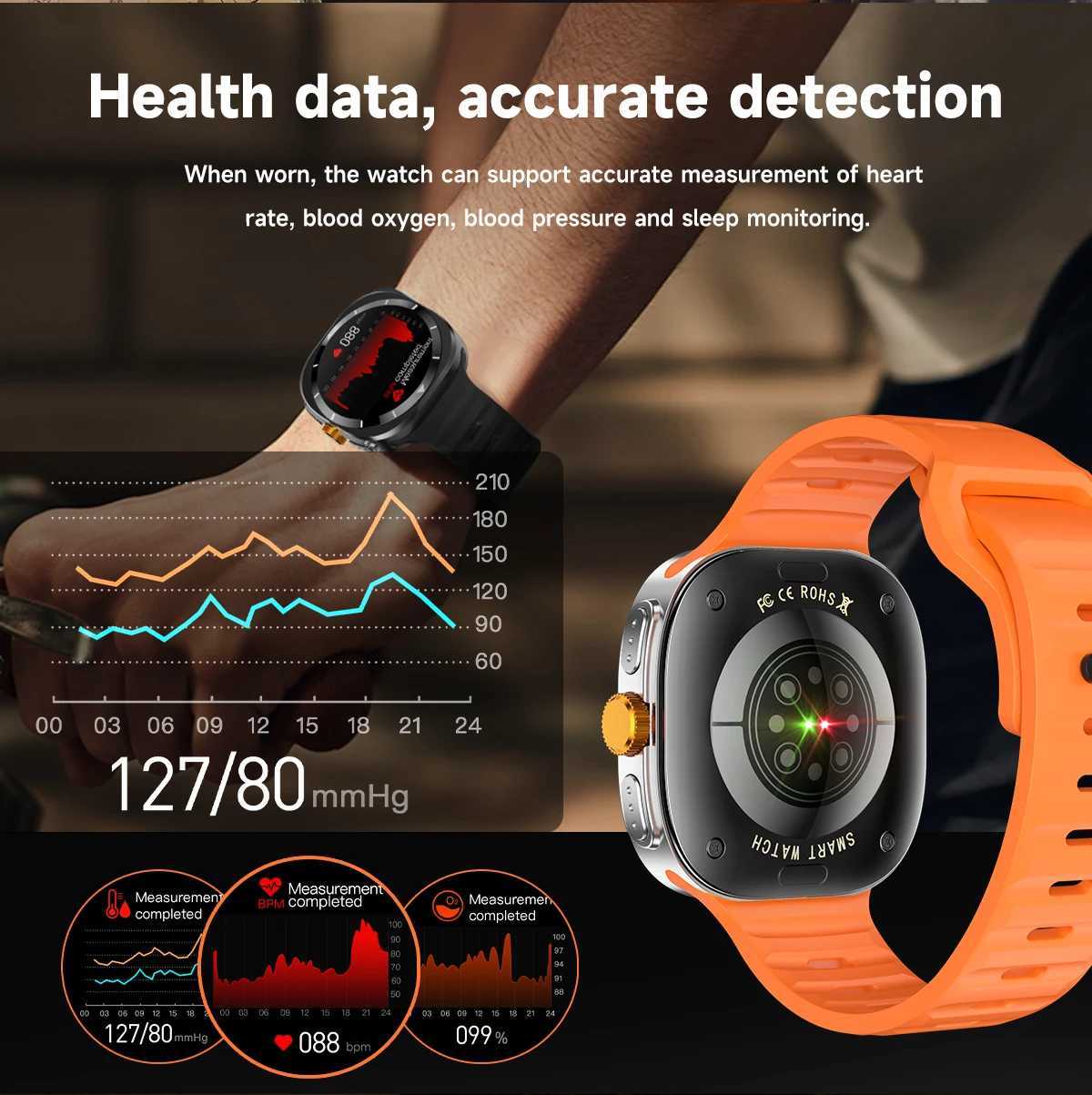 High Quality New 1.53-inch sports step count stopwatch sleep monitoring heart rate blood oxygen BT voice call smartwatch O241213