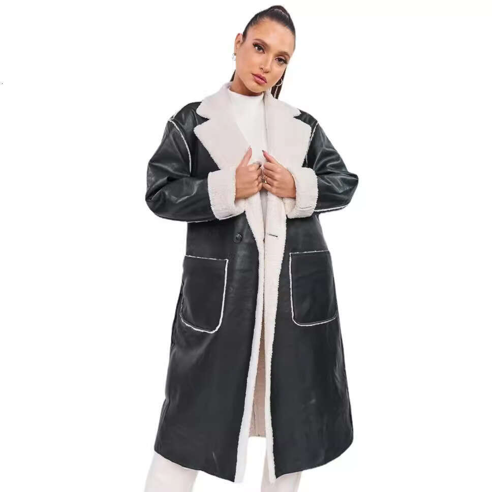 European American Autumn And Winter New Casual Leather Thick Windbreaker Ins Loose Jacket Women's Fashion Quality Classic